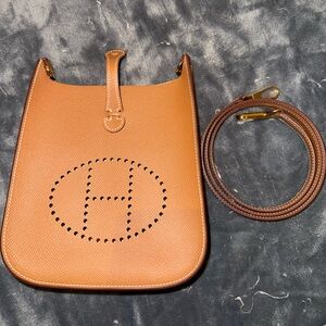 Hermes Sellier Mini Evelyne 16 Calfskin Crossbody Gold w Gold Hardware